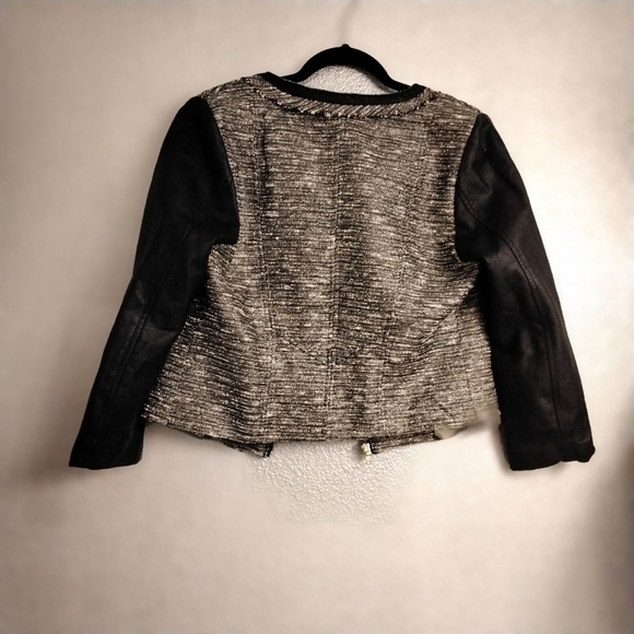XOXO Sparkly Jacket With Vegan Leather & Frayed Details   Size L - Picture 9 of 9